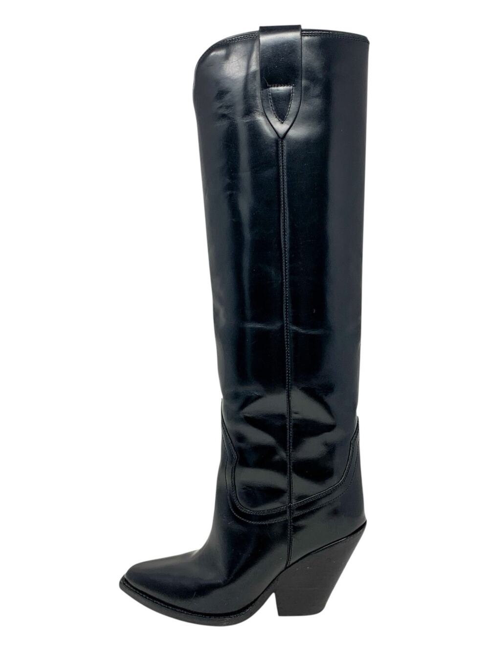 Isabel Marant Denvee Black Leather Western Knee High Boots EU 36